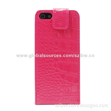 Red Flip Case for iPhone, Made of PU Leather + PC Inside Materials, 6 Colors Available